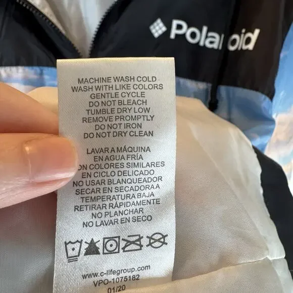 Polaroid Unisex M Hooded Windbreaker Jacket Zip Lightweight Retro Colorful READ - Picture 10 of 14